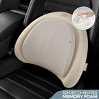 Skechers Lumbar Pillow Premium Memory Foam, Double-Layer-Office Chair Cushion for Tailbone Pain Relief,Butt Pillow for Office Chair,Car seat Cushion,Long Sitting Office Workers,and Car Drivers,Beige - Image 2