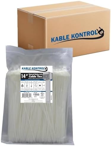 Kable Kontrol Cable Zip Ties, 14 Inch, 6000 Pcs, 50lbs Test, Natural White by KABLEKONTROL%C2%AE
