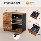 DEVAISE 3 Drawer Wood File Cabinet, Rolling Filing Cabinet with Open Storage Shelf, Printer Stand for Home Office Storage and Organization, Fits Letter/A4 Files (Rustic Brown, Wood) - Image 3