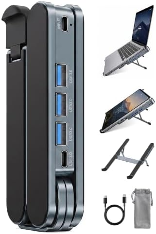 Laptop Stand with Docking Station Foldable Computer Riser Desk Hub by werfami