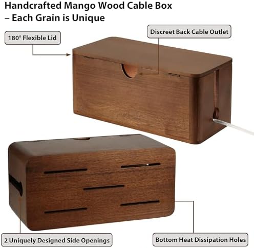 ZhiYo Wood Cable Management Box, Large Cord Organizer Box for Power Strip - Image 4