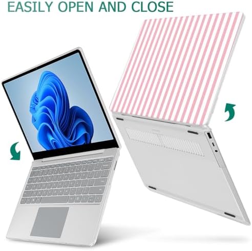 Case for Surface Laptop 5/4/3 13.5", Pink & White Stripes - Image 5