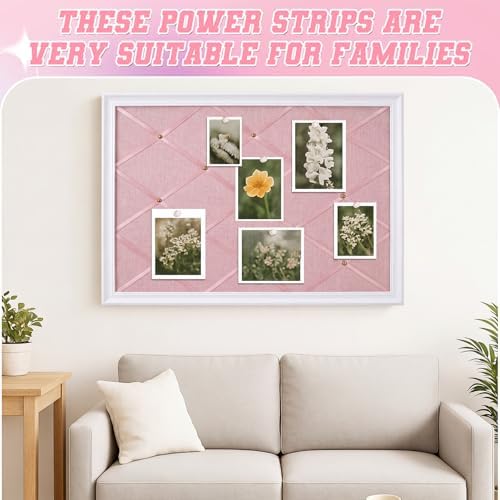 DoubleFill White Bulletin Board 21"×27" Linen Fabric Decorative Board Hanging Memo Boards for Women Large Cork Bulletin Boards for Home Office with 20 Pushpins - Pink Linen with White Frame - Image 5