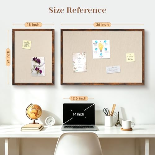 DOLLAR BOSS 24"x18" Linen Cork Board Decorative Bulletin Board, Brown - Image 4