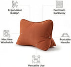 Pat. Pend. Corduroy Back Support Pillow for Bed Sitting and Headboard Support, Lumbar Cushion for Relaxing and Watching TV, Triangle Backrest Pillow, Brick Red - Image 4