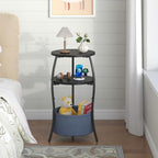 sthemc 3-Tier Small Round End Table Livingroom with Basket for Small Places - Image 6