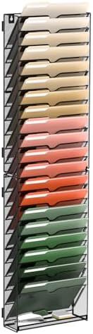 SUPEASY 21 Tier Wall File Organizer, Hanging Wall Mounted Mail Organizer with Label Slots, Metal Mesh File Holder Magazine Rack for Office, Home, School or Classroom, Black by SUPEASY