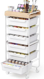 SYKIARIOL 6 Drawer Rolling Cart for Craft Storage,Utility Drawer Cart,White by SYKIARIOL