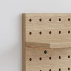 Wooden Pegboard Modular Display Organization Storage Wall Hooks Shelf (Oak Colored Finish-B-4) - Image 7