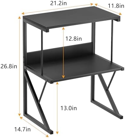 aboxoo Printer Stand for Desk to Save Space, Metal+Wood for Home Office - Image 3