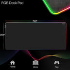 VIVO Black Extra Large 71 x 30 in Full Size Desk Pad with RGB, DESK-PAD72 - Image 3