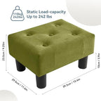 Poofzy Small Foot Stool Ottoman, Velvet Ottoman Foot Rest with Legs, Rectangle Foot Rest for Couch, Footstools and Ottomans Small for Living Room and Entryway (Olive Green) - Image 3