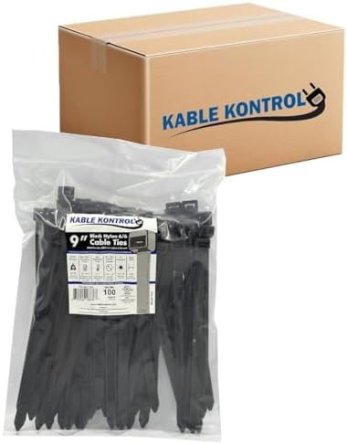 Kable Kontrol Cable Zip Ties, 9 Inch, 2000 Pcs, HD 250lbs Test, Black by KABLEKONTROL%C2%AE