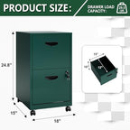 Polup 2 Drawer Rolling File Cabinet with Lock for Home Office - Image 3