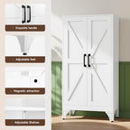 Letaya Metal Storage Cabinet,Small White Kitchen Pantry,for Bathroom/Garage - Image 4