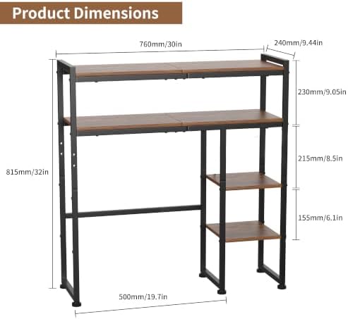 Aetheris Desktop Organizer Shelf, 30" Wooden Office Storage Rack, Display Shelf Rack, 5 Tier Desktop Display Rac, Desk Shelf, Desk Hutch for Computer Monitor (Brown) - Image 3