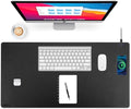 Wireless Charging Desk Mat, Mouse Pad,Black-R, 36 * 17 inch by ACOOFCGOU