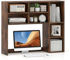 Desk Hutch, Desktop Organizer with 7 Cubes & 3 Adjustable Shelves, 3 Tier Wooden Display Rack, 37” Counter Top Bookshelf for Dorm, College, Home Office, Hutch Top Only by SILKYDRY