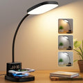 10W Wireless Charging LED Desk Lamp with Clock, Light Black by Sailstar