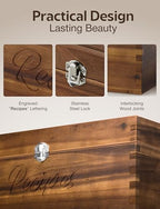 Tidita Large Wooden Recipe Box with Recipe Cards & Dividers (Walnut color) - Image 3