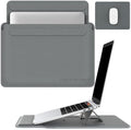 AboveTEK Laptop Sleeve Case for 13-14 inch MacBook Air/Pro, Slim Laptop Case with Stand, Ergonomic Wrist Rest & Mouse Pad, Waterproof Anti-Scratch Leather Bag for 13-14 Surface HP, Grey by AboveTEK