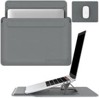 AboveTEK Laptop Sleeve Case for 13-14 inch MacBook Air/Pro, Slim Laptop Case with Stand, Ergonomic Wrist Rest & Mouse Pad, Waterproof Anti-Scratch Leather Bag for 13-14 Surface HP, Grey by AboveTEK