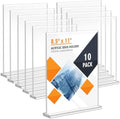 Enayplon Acrylic Sign Holder 8.5 x 11, Double Sided Sign Holder Stand, Plastic 10 Pack Table Paper Stand, Vertical Menu Flyer Stand, T Shape Table Flyer Holder by Unknown