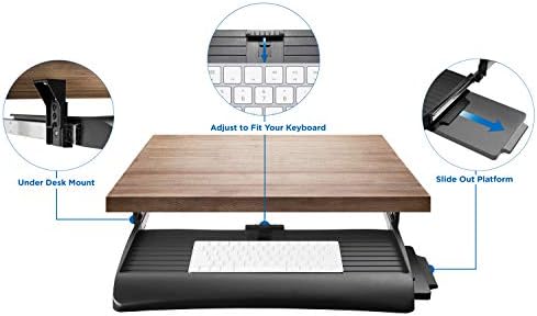 Mount-It! Keyboard Tray Under Desk with Adjustable Mouse Platform – Easy-Glide Sliding Drawer Under Desk Slide Out – Ergonomic Under Key Board Shelf for Office, Gaming, and Workstations - Image 4