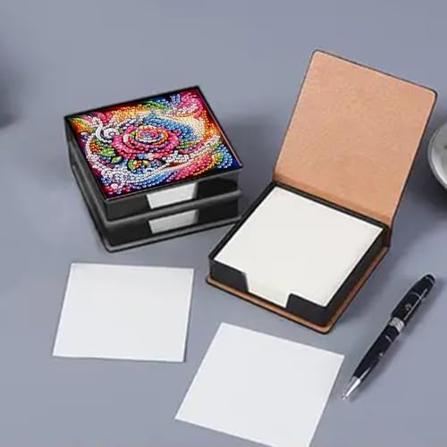 4pcs Flower Bird PU DIY Diamond Art Painting Sticky Notes Holder (640 Blank Notepads) Cube Note Box Mosaic Craft Set for Office Accessories Desk Office Workplace - Image 4