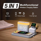 ANJANK Wireless Charging Station with Alarm Clock & Night Light,Magnetic 5 in 1 Charger Stand for Multiple-Device,Charging Dock for iPhone 17 16 15 14 13 12 Pro Max Plus,Apple Watch,Airpods,Nightstand - Image 2