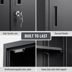 CJF 71" H Tall Metal Storage Cabinet with Drawer, Locking Garage Cabinet with 2 Adjustable Shelves, Heavy-Duty Tool File Storage Cabinets for Home Office, Kitchen, Warehouse, Shop (Black) - Image 4