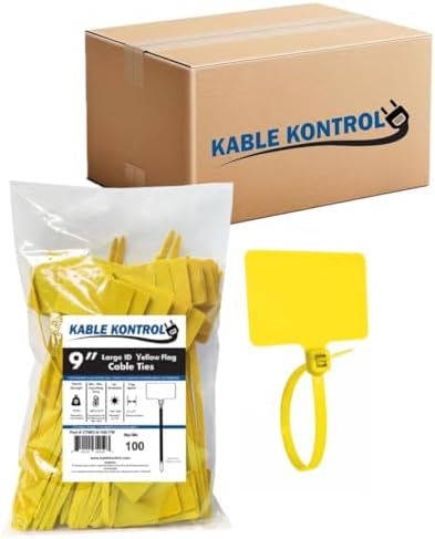 Kable Kontrol Cable Marker Identification Zip Ties 9 Inch 1000 Pcs – Yellow by KABLEKONTROL%C2%AE