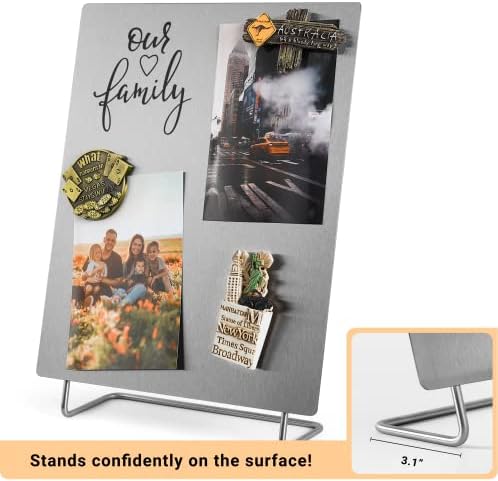 Large Magnetic Bulletin Board – Dry Erase Memo Board with Stand – Metal Easel for Magnet Display – 12x10 Inches + 4 Magnets - Image 2