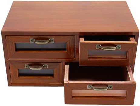 Wooden Desk Storage Cabinet 16 Drawers Mini Chest with Metal Handles,Desktop Storage Cabinet Box Drawers for Home Office Desk Organization and Storage 23.6”x7.3”x12”, Brown, BGQHT5-002 - Image 4