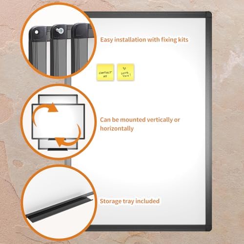 VIZ-PRO Magnetic Dry Erase Board, 48 x 24 Inches, Black Aluminium Frame - Image 4
