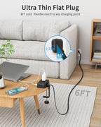 Desk Clamp Power Strip with 4Outlets & 4USB, 6FT Extension Cord for Home - Image 5