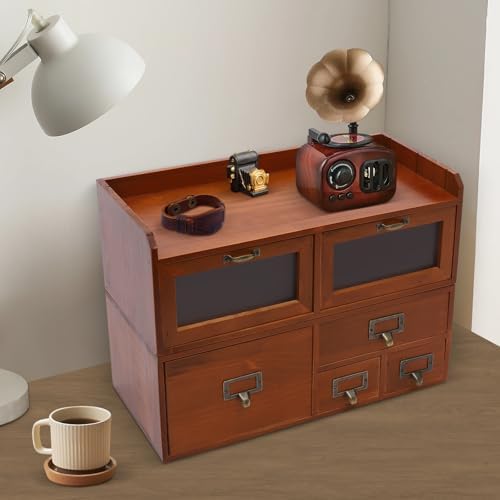 Desk Organizer Box With Drawers, Desktop Storage Cabinet For Office - Image 7