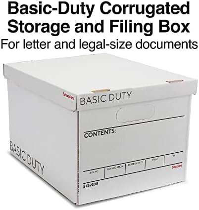Staples Corrugated File Box, Lift-Off Lid, Letter/Legal, White/Black, 10/Pk - Image 2