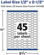 Avery Glossy White Barbell Labels, Sure Feed Technology, 0.5" x 2.5", 1,125 Glossy White Labels, Permanent Adhesive, Laser/Inkjet Printable - Image 4