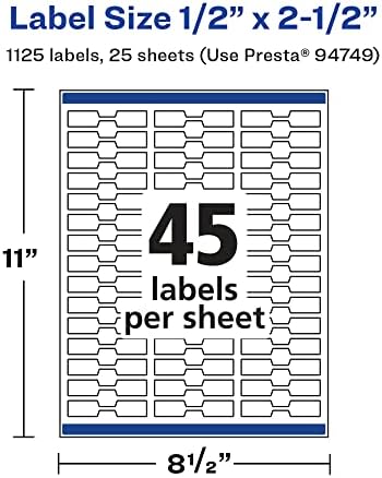 Avery Glossy White Barbell Labels, Sure Feed Technology, 0.5" x 2.5", 1,125 Glossy White Labels, Permanent Adhesive, Laser/Inkjet Printable - Image 4