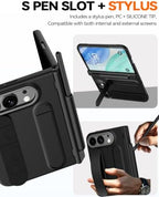 for iPhone Ultra Case with Pen Holder & Stylus & Finger Strap Black - Image 4