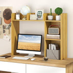 GOFLAME 5 Shelves Desktop Bookshelf, Wood Desk Hutch Dorm for Computer Desk, Countertop Display Rack, 3-Tier Desk Storage Organizer Shelf for Dormitory, Home Office, Study, Burlywood - Image 2