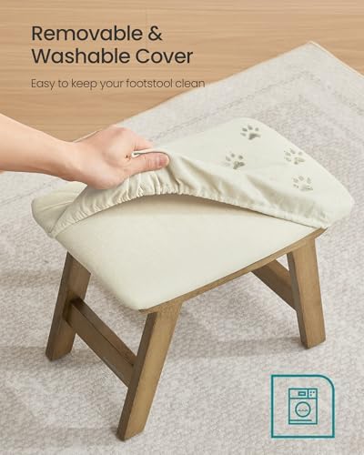 SONGMICS Foot Stool Ottoman, Padded Foot Rest Under Desk, Solid Wood Frame - Image 6