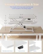 YIHAYO 32" Electric Standing Desk Converter, Adjustable Desk Riser, White - Image 2
