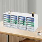 24 Compartments Literature Organizer, Desktop File Sorter Mail Center Paper Storage Cabinet Countertop Paper Organizer Storage, for Office Home School Documents Magazines (White, 24 Slots) - Image 2