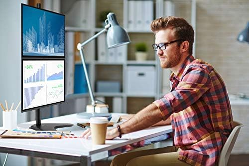 Mount-It! Vertical Dual Monitor Stand, Freestanding Stacked Monitor Mount for 2 Screens 17–32", Height Adjustable, Tilt Swivel Rotate, Portrait or Landscape, Holds 17.6 lbs per Arm, No Desk Clamp Needed - Image 2