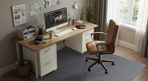 Rhino Mats, Rhino Hide Chair Mat (Lip Option), Office Computer Chair Mat for Hardwood, Tile, Laminate, Concrete and Vinyl Floors, Anti-Slip (Gray, 60"x72"-Rectangle) - Image 3