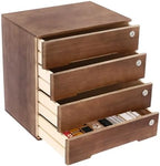 Wooden Desktop Storage Box with Lockable Drawers 4 Drawer Desktop Organizer Office Supplies File Organizer for Office Study Dresser - Image 4