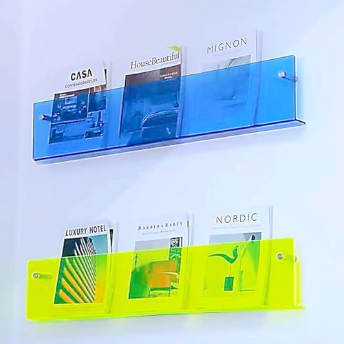 ROYALITA 2-Pack Acrylic Magazine Holder Brochure Holder, Blue 17 Inch - Image 4