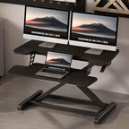 FLEXISPOT 32" Standing Desk Converter, Space-Saving Desktop Riser for Home Office, Sit Stand Computer Workstation for Laptop & Dual Monitor Setup, Black - Image 2